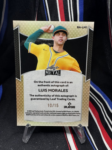 Luis Morales - AUTO - #10/15 - RED - 2025 Leaf Metal Baseball - BA-LM1 - Picture 2 of 2
