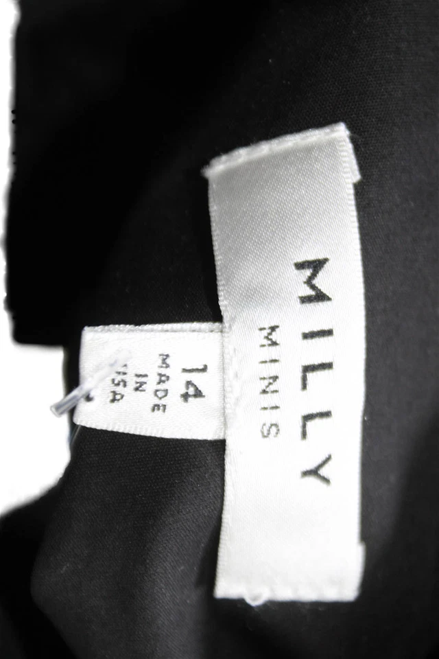 Blusa Top Milly Minis Niñas Mezcla de Algodón Borde de Plumas Abotonada Negra Talla 14 Foto 3 de 4