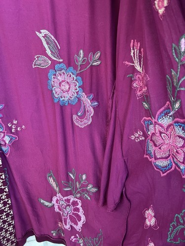 JOHNNY WAS Messine Long KIMONO COAT JACKET Embroidered Floral Pomegranate Medium - Picture 7 of 11