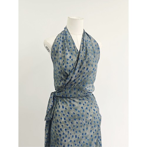 Womens Halter 100% Real Silk Sleeveless Floral Print Long Wrap Dress V Neck Sexy - Picture 15 of 20