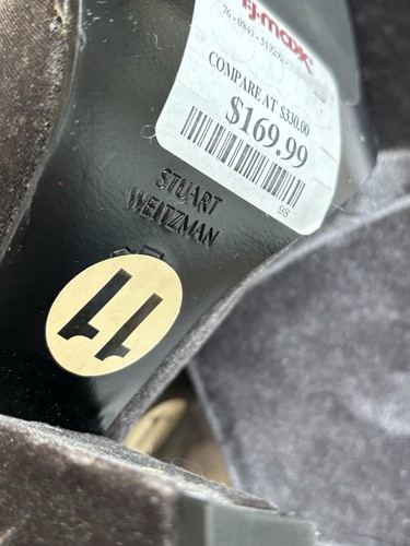 Stuart Weitzman Boots 11 Womens Scrunch Crush Velvet Grey Spain - Picture 12 of 16