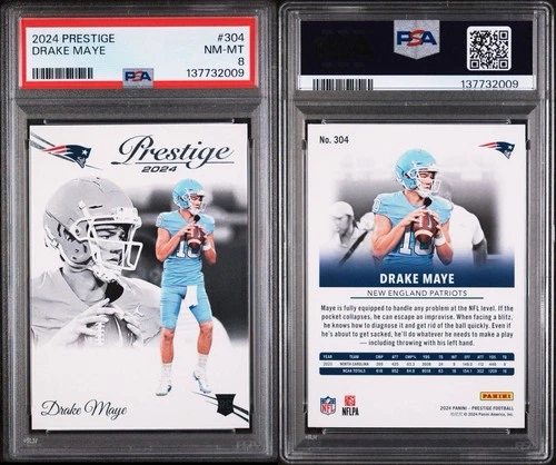 2024 PRESTIGE DRAKE MAYE RC # 304 PSA 8 NM-MT NEW ENGLAND PATRIOTS
