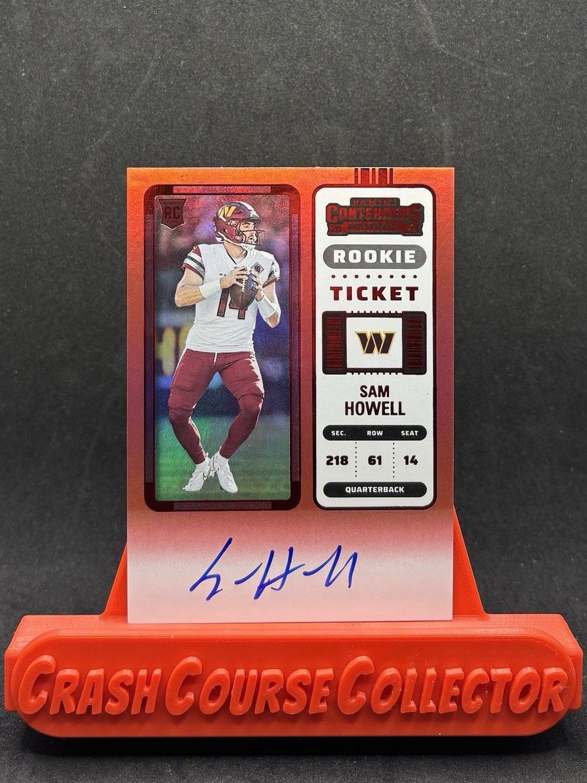 2022 Contenders #133 Sam Howell Rookie Ticket Auto RED ZONE ON CARD