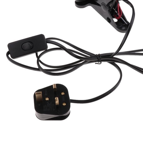 UK Plug E27 2-head Clip on Reading Light Base Desk Reading Lamp Socket Black - Picture 7 of 7