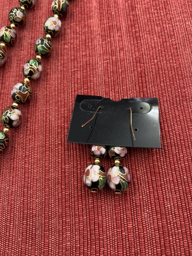 Juego de collar y pendientes vintage con cuentas Cloisonné - ¡ENVÍO GRATUITO! - Imagen 7 de 8