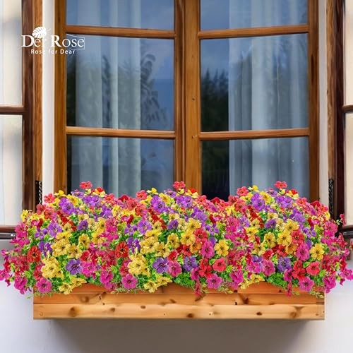  Paquetes Flores Artificiales para Exterior Flores Falsas Plantas Primavera 12 Coloridas - Imagen 4 de 6