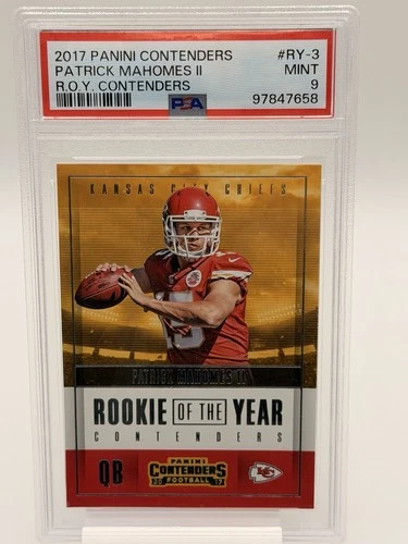 2017 Contenders Patrick Mahomes II Rookie of the Year RC #RY-3 Chiefs PSA 9