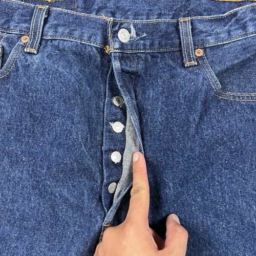 Jeans vintage Levis 501 para hombre 38x32 azul botón mosca EE. UU. 90 usados - Imagen 5 de 22