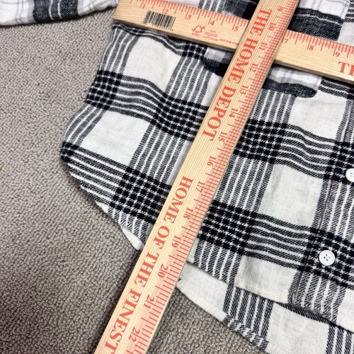 Camisa de franela con botones American Eagle marfil negra a cuadros mediana para mujer nueva con etiquetas - Imagen 3 de 11