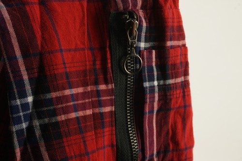Zara Relaxed Spazzolato Twill Flanella Tartan Camicia Giacca Uomo Media Full Zip Rosso - Foto 6 di 8