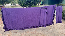 MOOSHOP Linen Duvet Cover CAL King Purple double ruffle  2 King XL Pillowcases