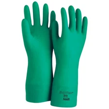 Ansell Sol-Vex Unsupported Nitrile Gloves Flock Lined Straight Cuff Size 8 Green