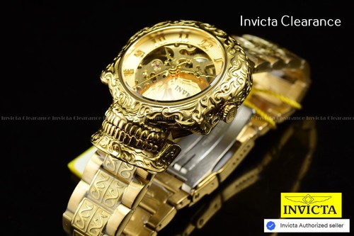 RARO Reloj Invicta Mujer Artista Oro Amarillo Pulsera Automático Esfera Calavera UNISEX - Imagen 4 de 14
