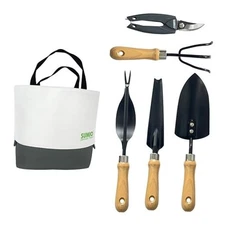  6-Piece Gardening Hand Tool Set – Includes Trowel, Transplanter, Gray