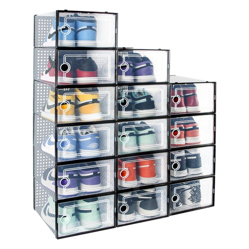 Large 15 Pack Shoe Storage Boxes, Shoe Organizer for Closet, Clear Stackable ...