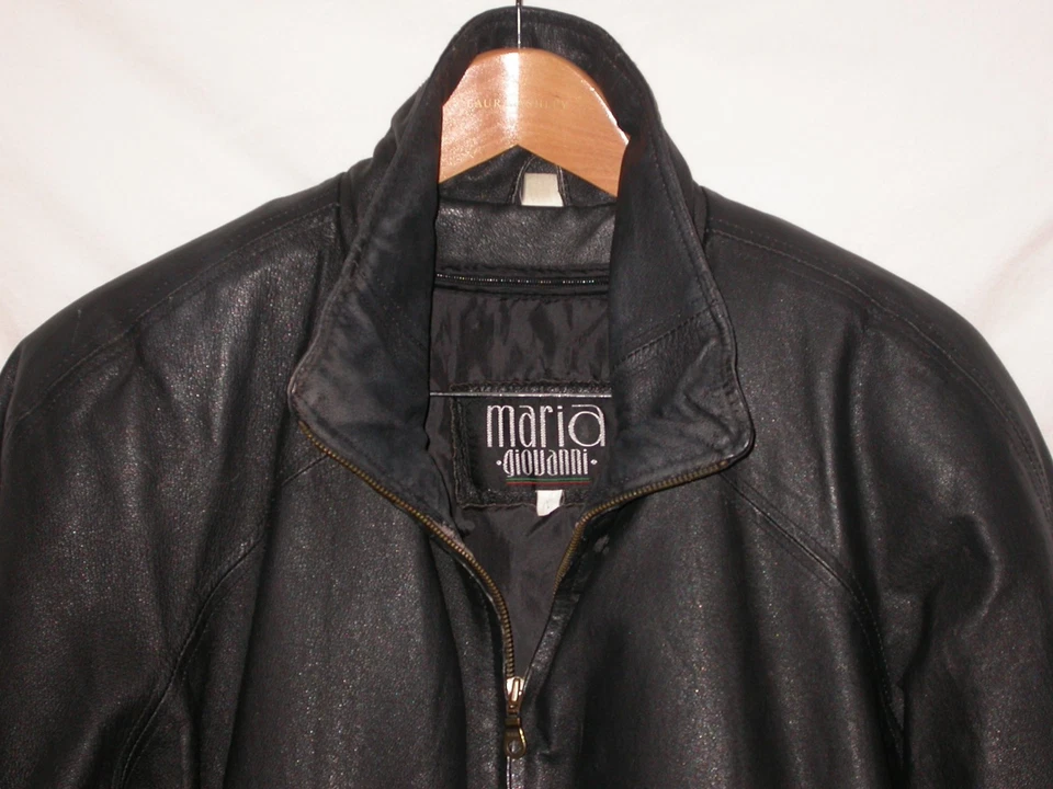 De Colección Giovanni Cuero Negro Bombardero Motocicleta Chaqueta Para Hombre M Motociclista Boho Resistente Foto 2 de 4