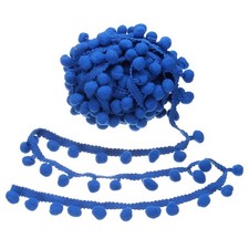 9 Yards Pom Pom Trim Ribbon 1" Wide Bright Blue Ball Fringe Trim for DIY