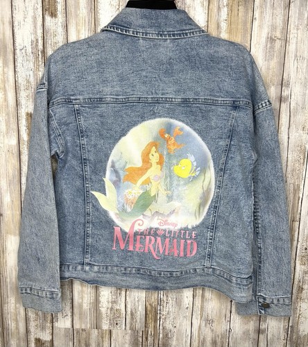 Girls Disney Princess Little Mermaid Jean Denim Jacket Light Blue Large - Picture 7 of 11