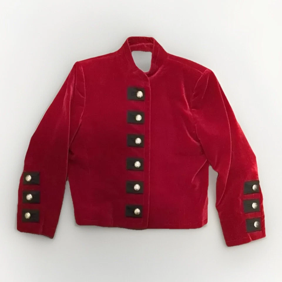 Chaqueta YVES SAINT LAURENT Rive Gauche 1991 YSL Talla M Terciopelo Rojo EE. UU. Estilo Militar Foto 2 de 4