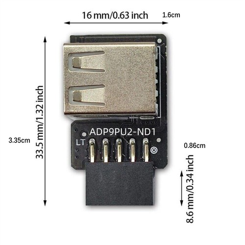USB2.0 9Pin to USB2.0 TypeA Female Socket Adapter Front Panel Header Connector - Picture 7 of 15