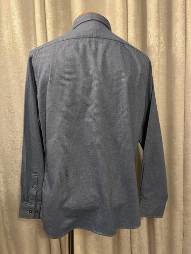 NWT Charles Tyrwhitt Dress Shirt Indigo Blue Dobby Flannel Slim Fit Size Large - Picture 2 of 6