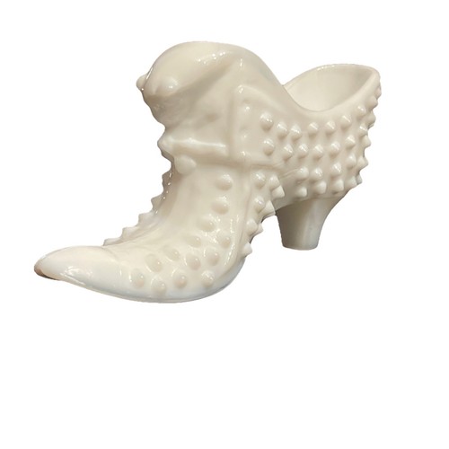 Fenton Hobnail Milk Glass Cat Head Shoe Slipper Figurine White Vintage - Picture 12 of 16