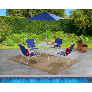 6 piece folding mainstays albany lane blue dining set patio garden