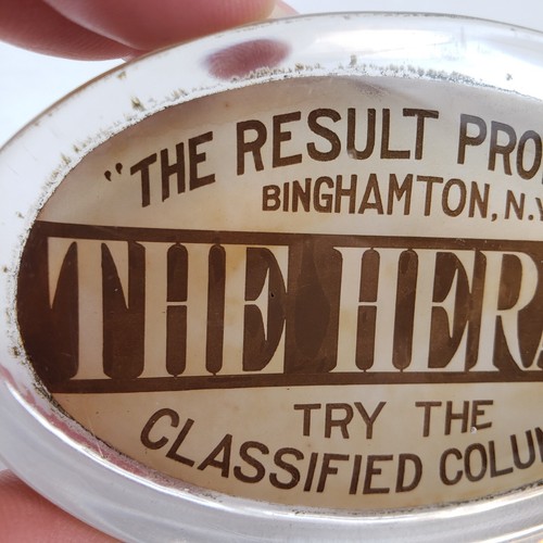 Rare Antique Advertising Glass Paperweight The Herald Binghamton NY Newspaper - Picture 5 of 10