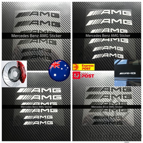 4x Sets of AMG Badge Emblem Sticker Mercedes Benz Brake Window Decal Curve Flat - Picture 1 of 12