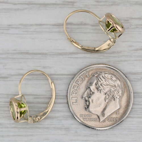1ctw Peridot Round Solitaire Stud Earrings 14k Yellow Gold - Picture 5 of 6