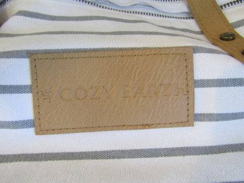 NWT Cozy Earth Canvas Oversized Purse / Tote / Bag - Ivory and Gray Stripe - Picture 2 of 6