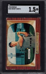 1955 Bowman Baseball #202 MICKEY MANTLE (HOF) SGC 1.5 FR  New York YANKEES 5thYr
