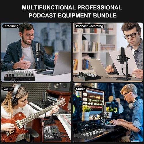 Podcast Equipment Bundle, All-in-One Audio Interface DJ Mixer with Microphone, S - Picture 7 of 9
