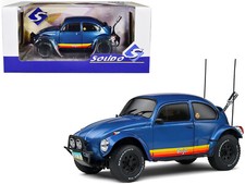 1975 Volkswagen Beetle Baja Blue Metallic with Stripes 1/18 Diecast Model CARZ