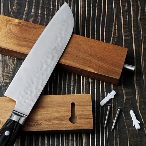 12in 30cm Magnetic Knife Strip Wood Knife Holder Rack Metal Tool Storage Shelf - Picture 6 of 13