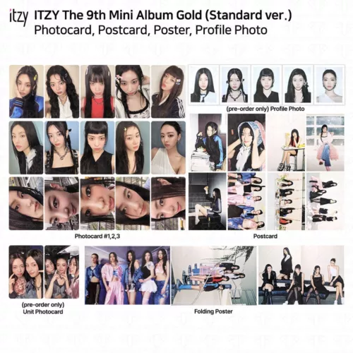 ITZY 9º Mini Álbum DORADO Versión Estándar Tarjeta Fotográfica Oficial Póster KPOP