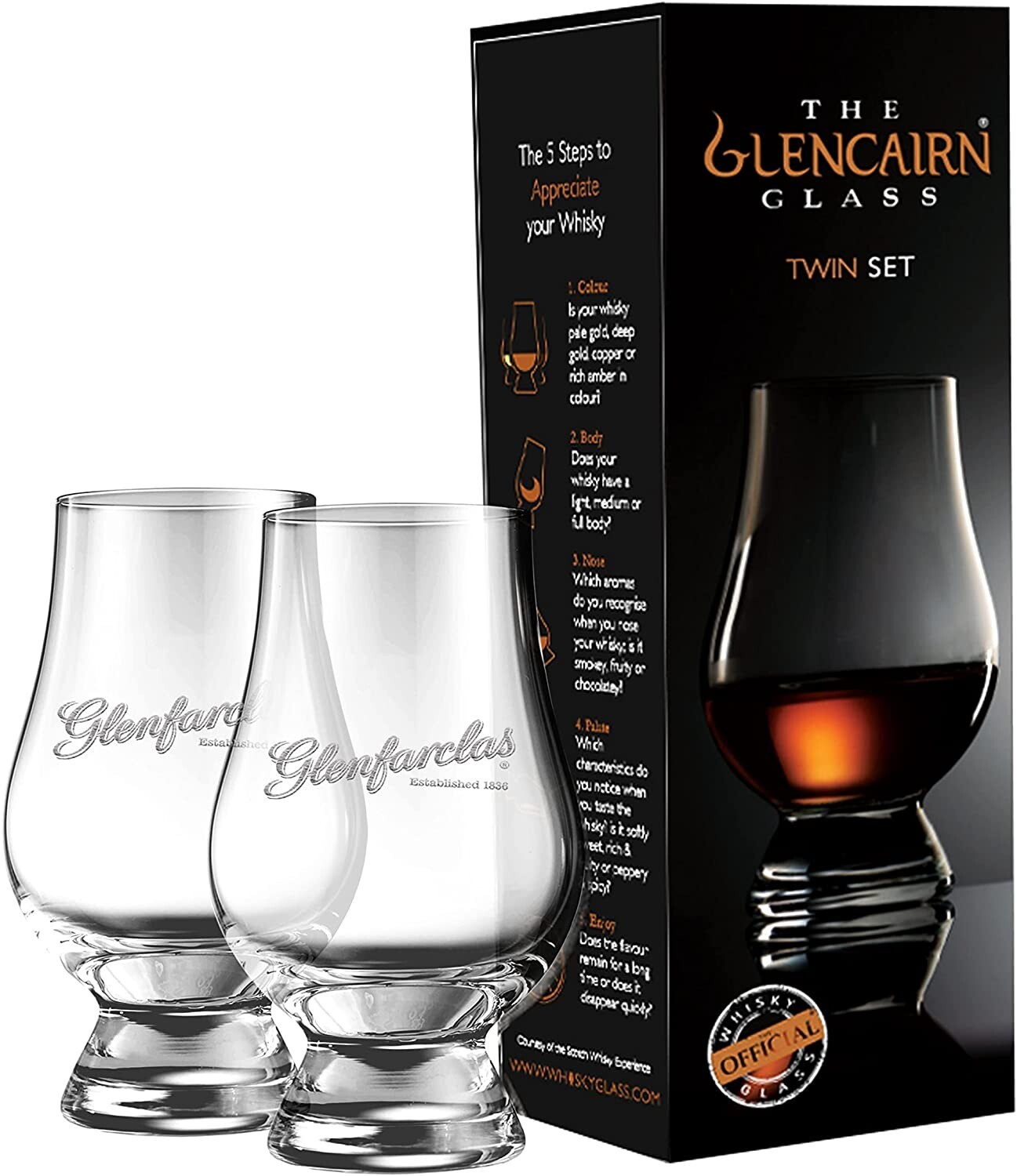 GLENFARCLAS LOGO TWIN PACK GLENCAIRN SCOTCH WHISKY TASTING GLASSES-image