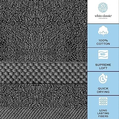 White Classic Cotton Washcloths - 13x13 Hotel Face Towel - Multi Color 12/Pack - Image 2 of 4