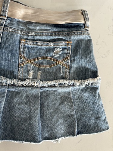 Vintage Y2K Abercrombie & Fitch Mini Skirt Girls Blue Denim Button Fly Size 14 - Picture 20 of 22
