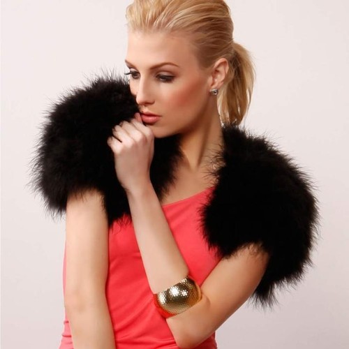 Real Ostrich Feather Bolero Shrug Fur Wrap Jacket High Stylish Bridal Wedding - Picture 3 of 17