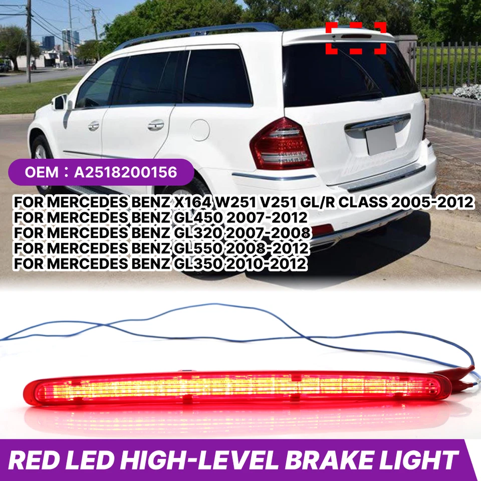 Para Mercedes Benz GL450 2007-2012 GL320 2007-2008 Rojo LED Tercera Luz de Freno Lámpara Foto 2 de 4