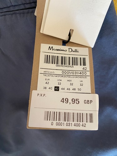 Pantalones Chinos Massimo Dutti Azul Pizarra Talla 32 Calce Ajustado Nuevos con Etiquetas Nuevos Chinos W32 L32 - Imagen 12 de 17