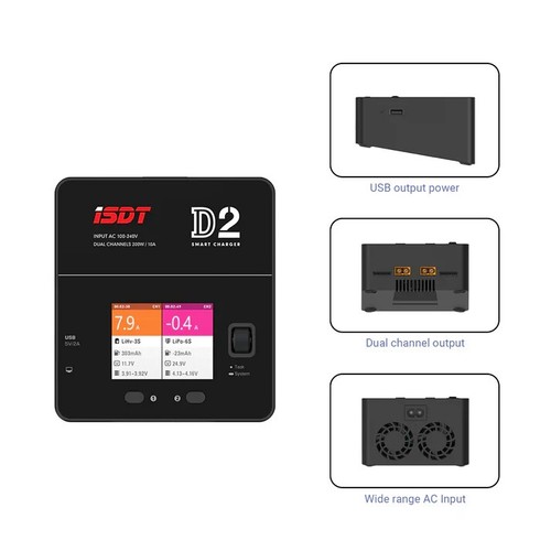 ISDT D2 Mark 2 LiPo Battery Balance Charger Duo Discharger Dual 200W 12A2 AC - Picture 2 of 9