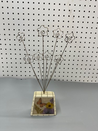 Vintage Plastic & Metal Wire Photo Note Holder Butterflies & Flowers Resin - Picture 8 of 9