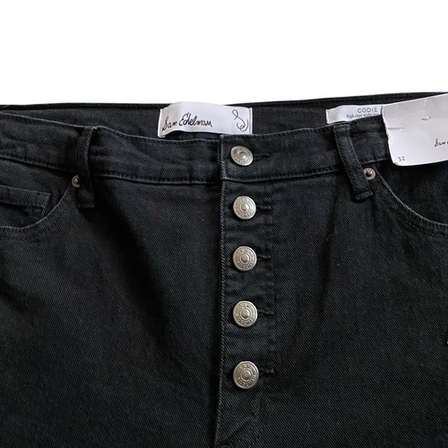 NWT Sam Edelman Codie High Rise Wide Leg Ankle Button Fly Black Jeans Size 32 - Picture 7 of 14