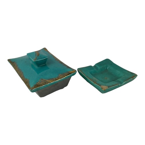 MCM Jewelry Dish / Ashtray. Turquoise Vintage 1950's.
