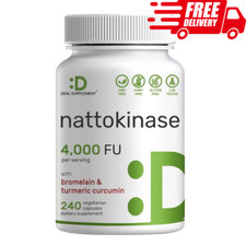 Nattokinase 4,000 FU, 240 Capsules - Gluten Free, Non-GMO, Vegetarian Supplement