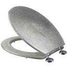 Wooden Silver Glitter Toilet Seat Oval Shape Easy to Install Fittings Included