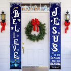 Porch Front Christmas Sign Decorations Outdoor Banner Door Xmas Nativity Scene
