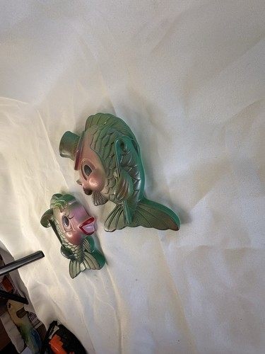 Vtg Miller Studio Chalkware Fish Anthropomorphic Wall Art Plaques Green NICE! - Picture 8 of 11